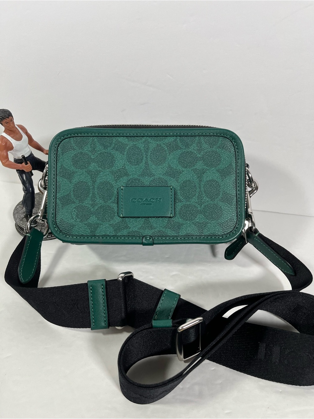 NWT Coach Men’s Wyatt Crossbody Bag In Signature Canvas CW365 Silver/Sea Green